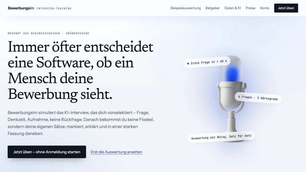 Öffentliche Bewerbungsim-Seite mit Schwerpunkt auf digitaler Bewerbervorauswahl
